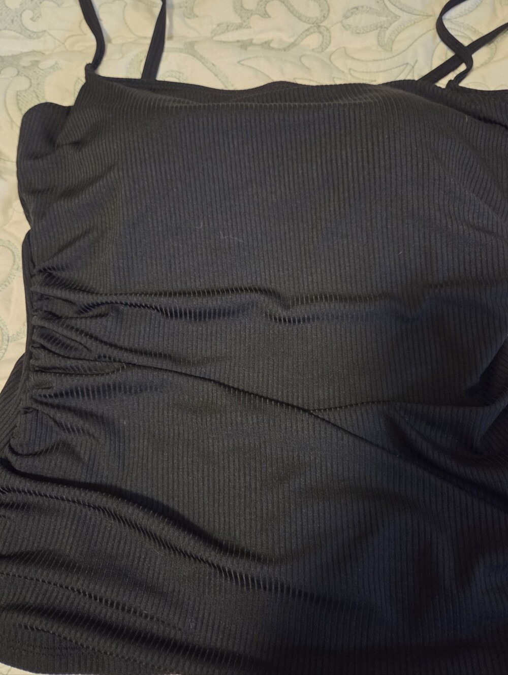 EoMENIE Black Ribbed Spaghetti Strap Tank & Bikini Bottoms   Size XL